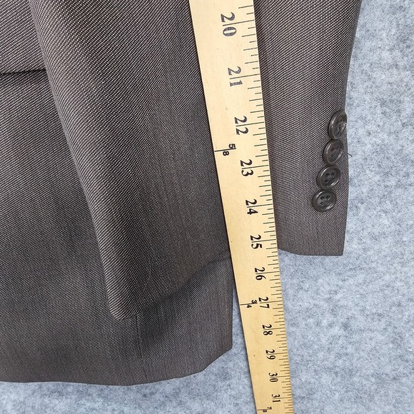 Men Blazer Jacket 44R Large CALVIN KLEIN Textured Brown Taupe Wool Suit Business - Picture 9 of 16